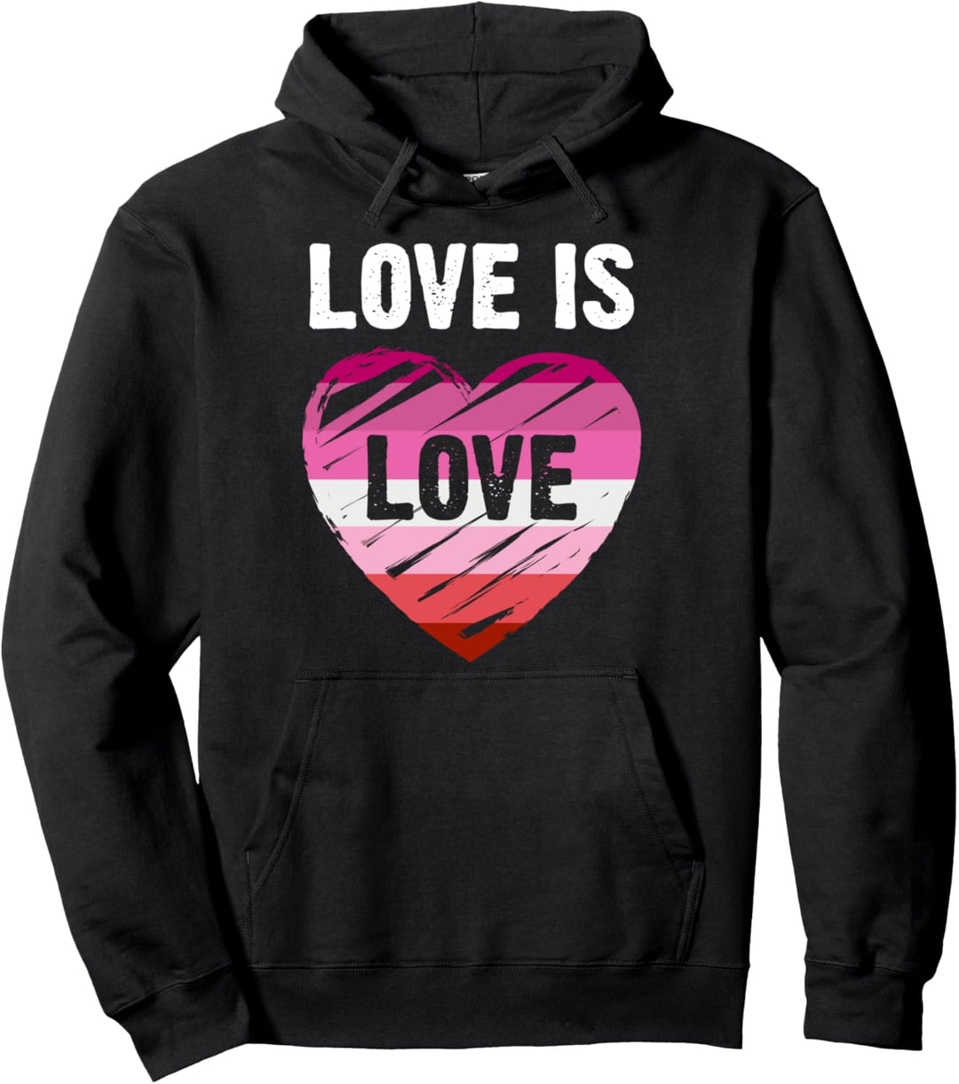 Lesbische Flagge, Herz, Love is Love Pullover Hoodie