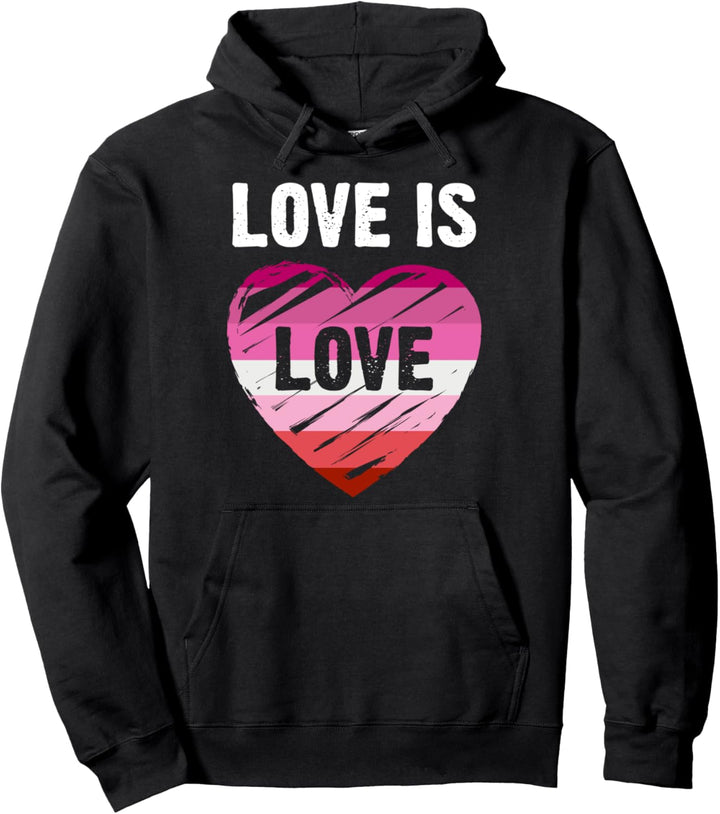 Lesbische Flagge, Herz, Love is Love Pullover Hoodie