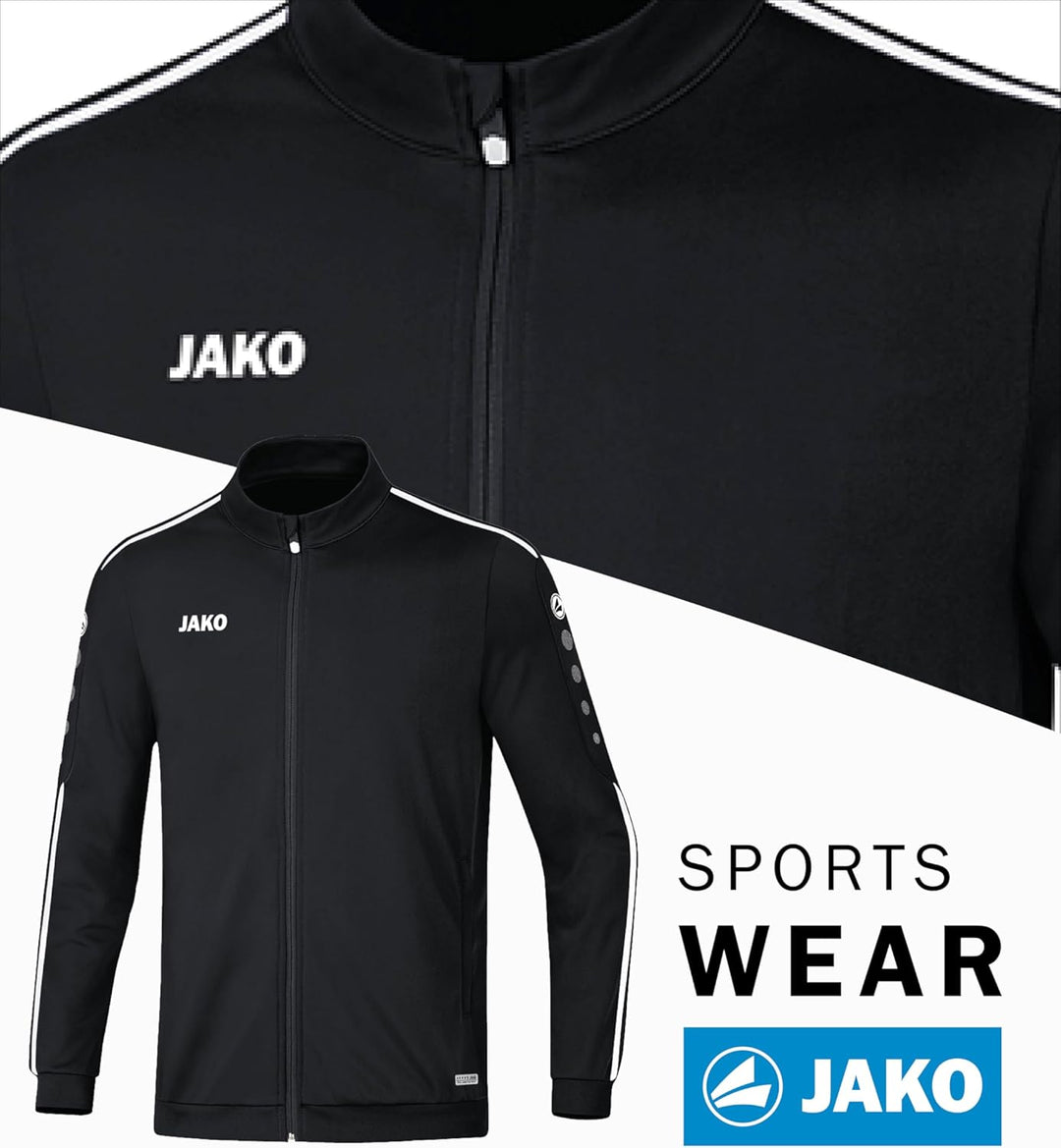 JAKO Kinder Striker 2.0 Trainingsanzug Polyester 140 Schwarz/Weiss, 140 Schwarz/Weiß