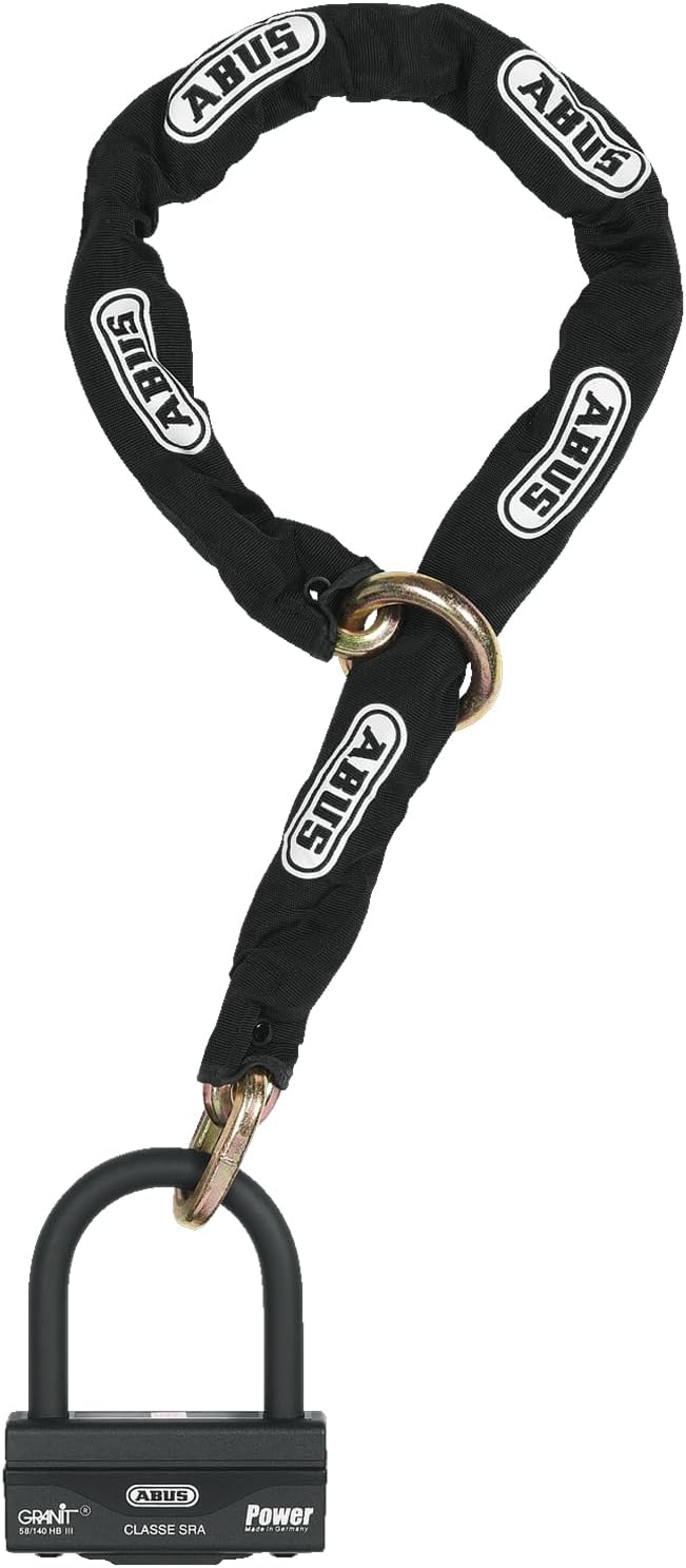Diebstahlsicherung Kette Loop geprüft SRA 80 cm Kette 12KS mit U 58 HB100 Schwarz, 80 cm Kette 12KS