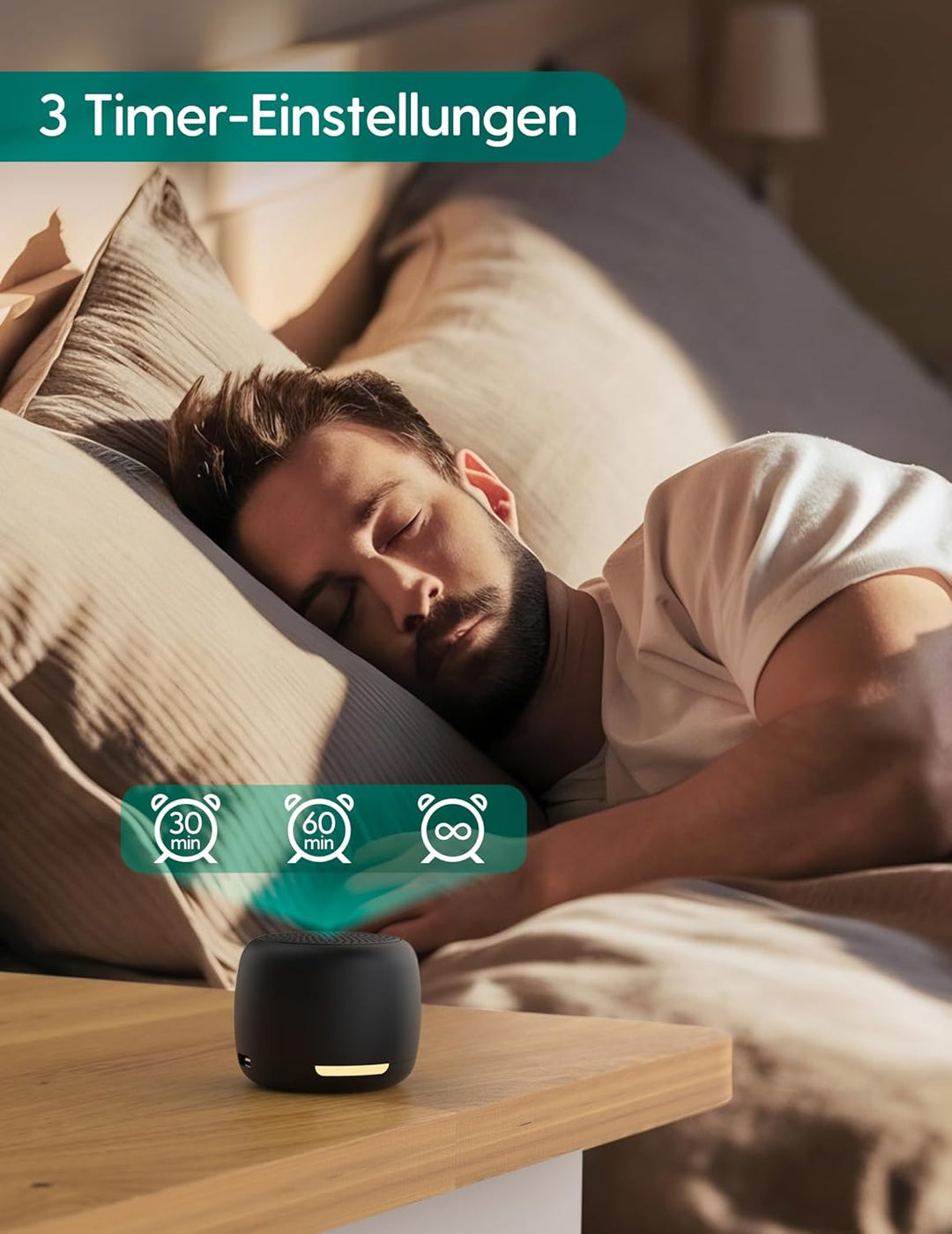 BABELIO White Noise Machine Baby Tragbare Mini-Soundmaschine für Erwachsene und Babys, Nachtlicht, 1