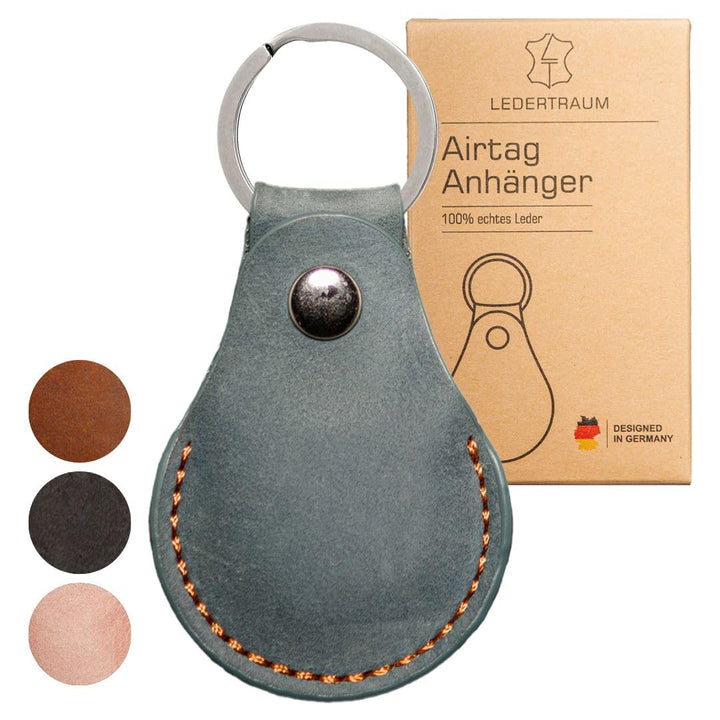 Airtag Anhänger ECHT-Leder in türkis, Schlüsselanhänger aus Leder, Airtags Hülle kompatibel mit Appl