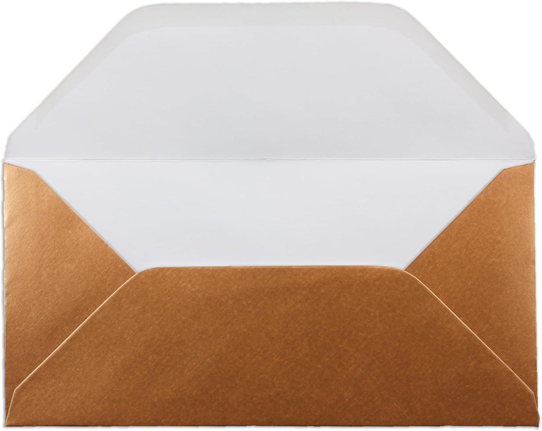 150 Brief-Umschläge Kupfer Metallic DIN Lang - 110 x 220 mm (11 x 22 cm) - Nassklebung ohne Fenster
