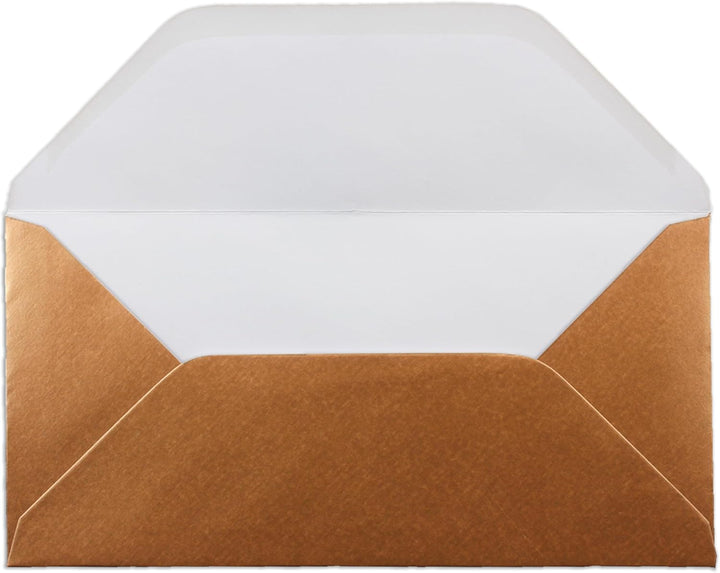 150 Brief-Umschläge Kupfer Metallic DIN Lang - 110 x 220 mm (11 x 22 cm) - Nassklebung ohne Fenster