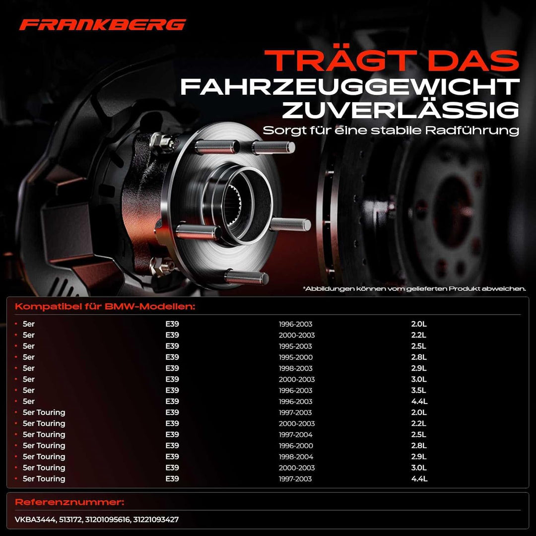 Frankberg 2x Radnabe Radlagersatz Vorne Links Rechts Kompatibel mit 5er E39 520 523 525 528 530 535