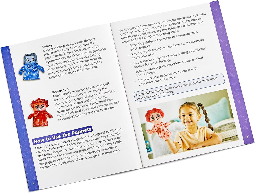 Learning Resources Feelings Family Handpuppen-Set, ab 18 Monaten, 5 Emotionen: Geliebt, Nervös, Frus