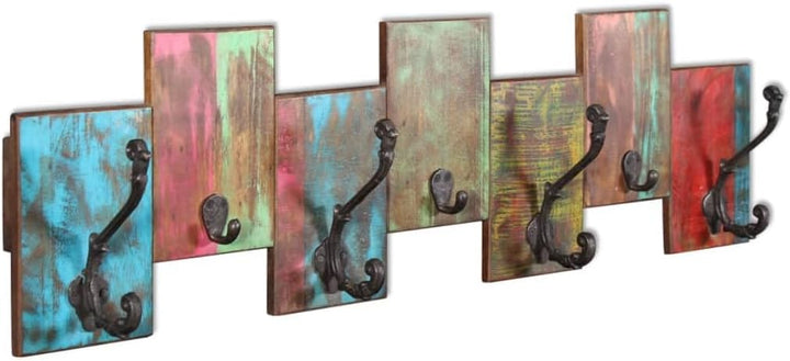 Hothingwell Wandgarderobe, 7 Haken, Massivholz | Unsichtbare Montage, handgefertigt, Vintage-Stil, e