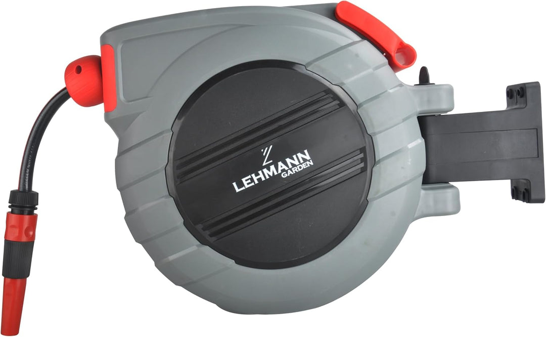 LEHMANN Wand-Schlauchbox 35 m + 2 m, Automatischer Schlauchaufroller, Schlauchtrommel für Flexible G