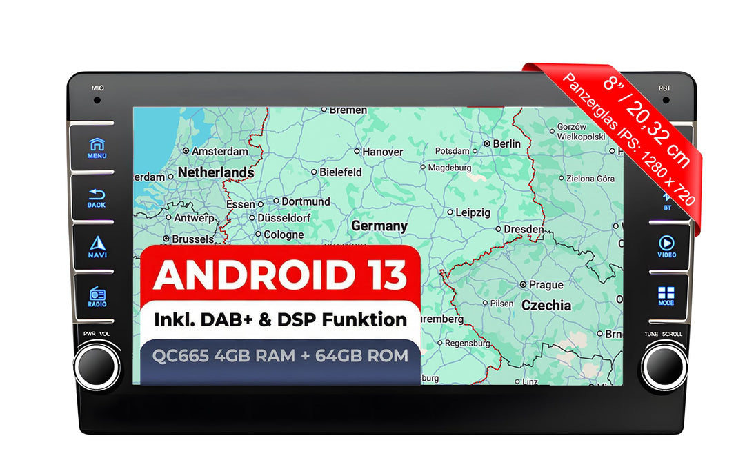 M.I.C. AVM8 Android 13 Autoradio mit navi: Snapdragon 665 6G+64G;8" IPS Display;4G SIM,Carplay,Andro