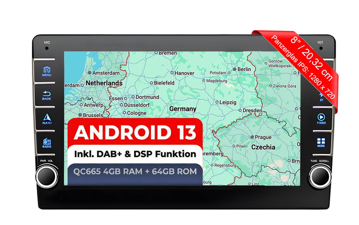 M.I.C. AVM8 Android 13 Autoradio mit navi: Snapdragon 665 6G+64G;8" IPS Display;4G SIM,Carplay,Andro