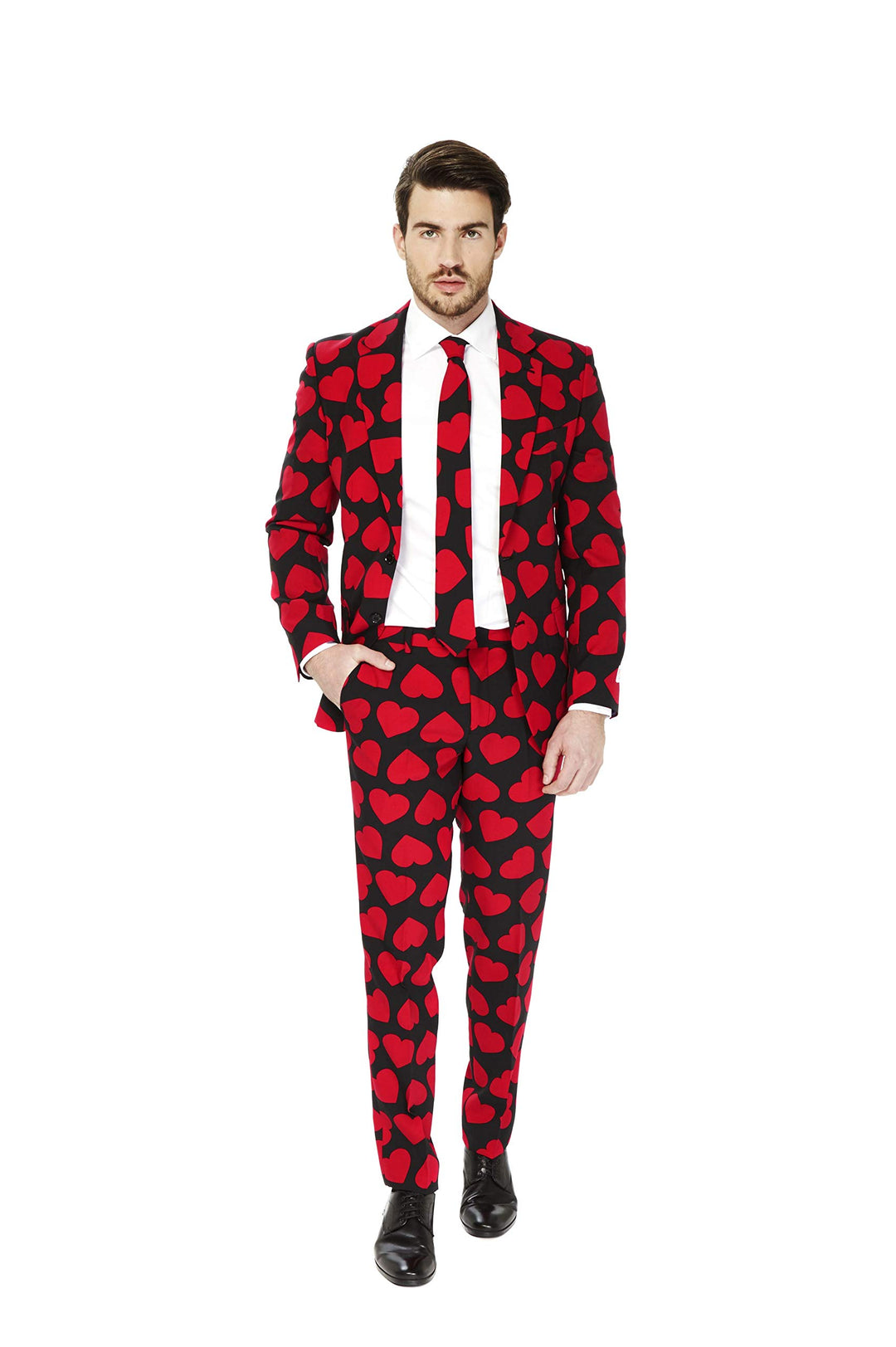 OppoSuits Modisch Party Einfarbige Anzüge für Herren - Mit Jackett, Hose und Krawatte, King Of Heart
