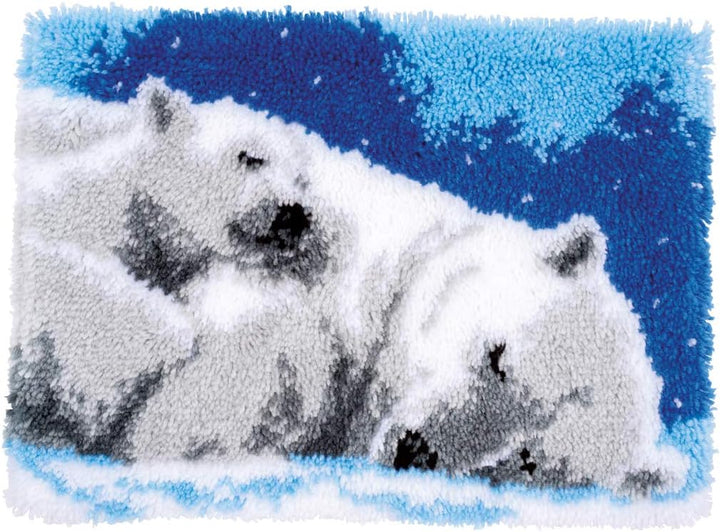 Vervaco PN-0170803 Eisbären Knüpfpackung Teppich, Baumwolle, mehrfarbig, ca. 53 x 39 cm / 21,2" x 15