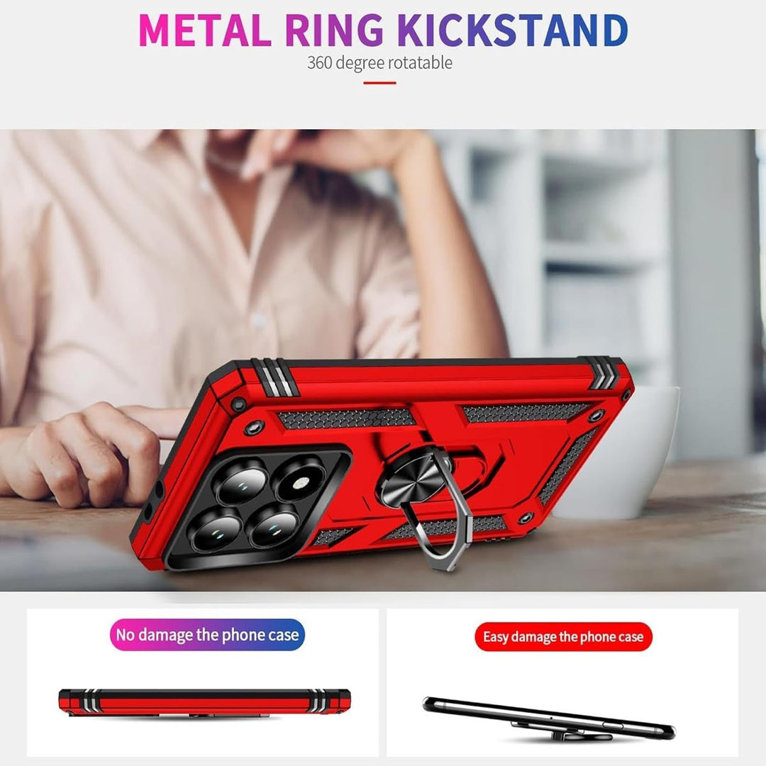 Verco Hybrid Armor Shield Case für Xiaomi 14T Hülle, extrem robust mit Magnet Fingerring Halter Hand