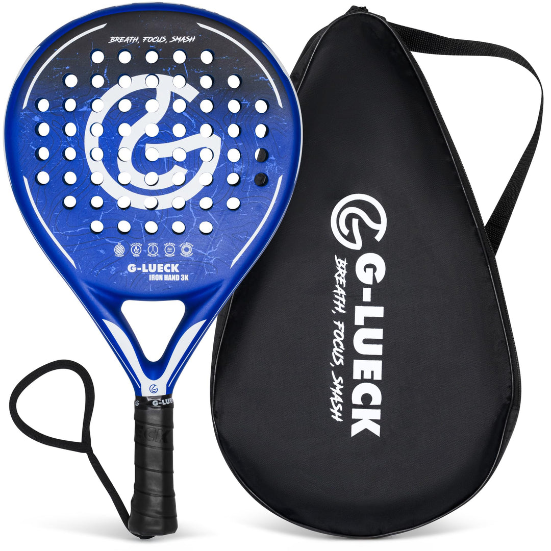 Padel Schläger Iron Hand – 3K Carbon Oberfläche & Stabiler Carbon Rahmen – Runder Padelracket für An