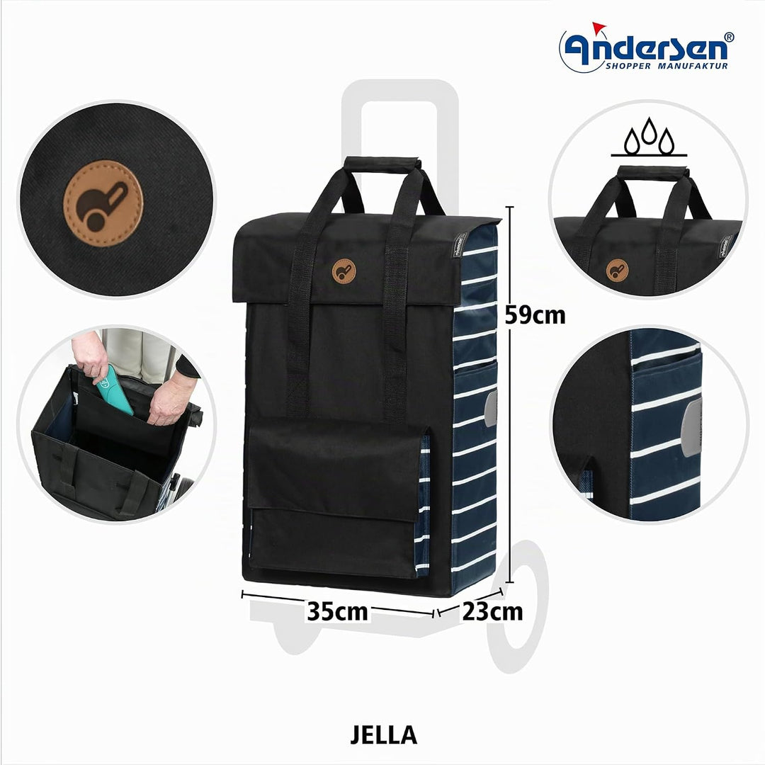 ANDERSEN Einkaufstrolley - Royal Shopper Jella blau 51 L Einkaufsroller, hohe Qualität, stylisch, Al