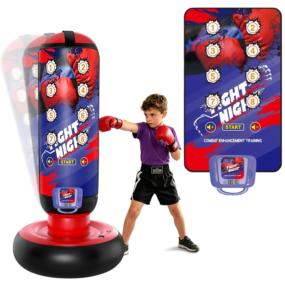 Boxziel Kinder – Interaktives Boxtraining Gerät mit Musik & Licht – Selbstklebendes Punch Target zum