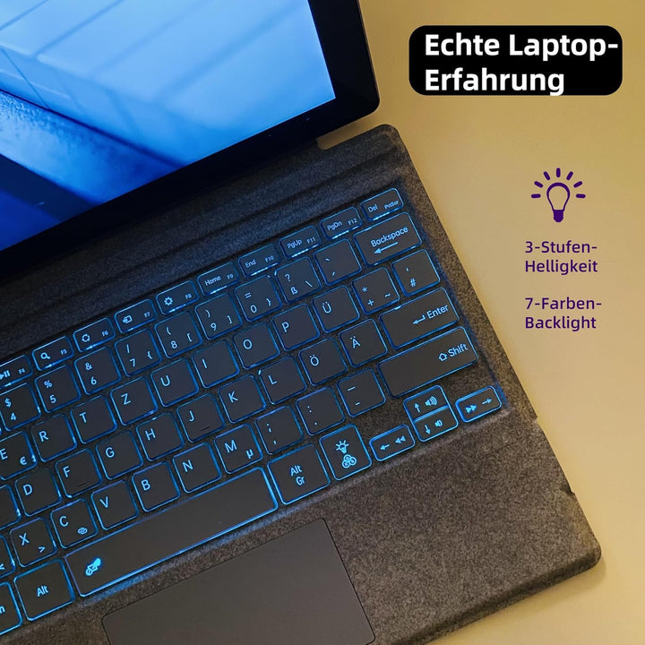 Deutsche QWERTZ Layout Tastatur für Microsoft Surface Pro 11/10 / 9/8 / X, 13 Zoll - Ultraflaches, b