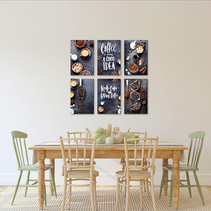 Novart Wandbilder Set - KOMPLETT AUFHÄNGFERTIG - Made in Germany - Moderne Bilder Kaffee Küche Coffe