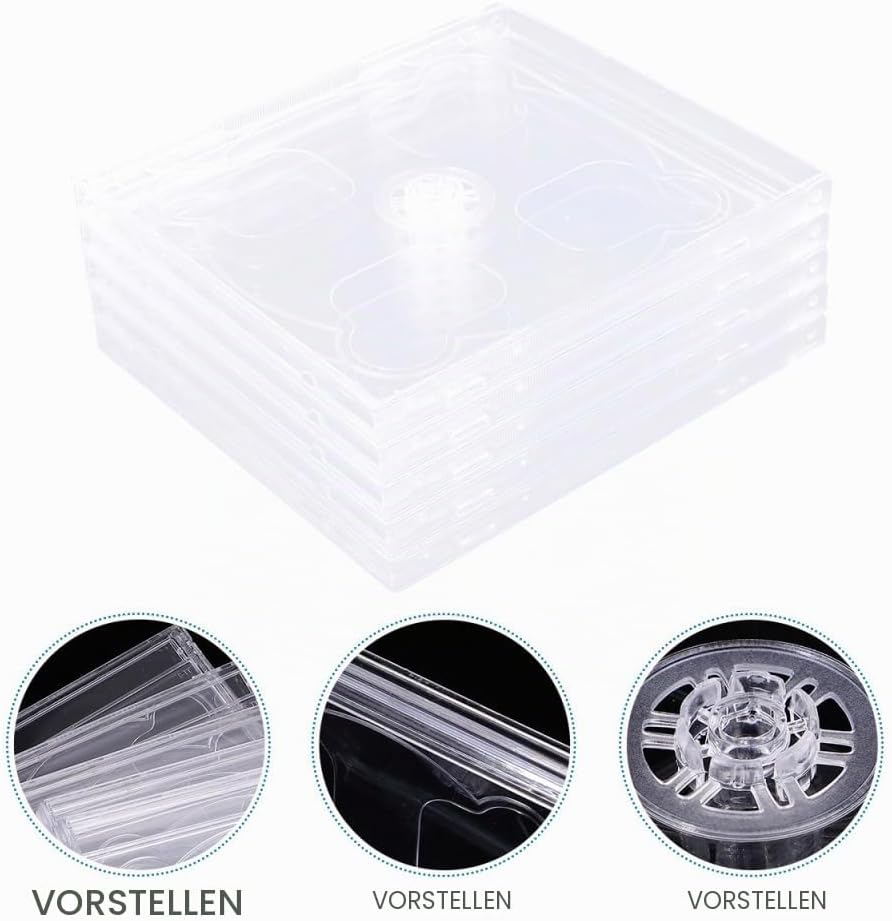 GALPADA 5Er Set Doppel-Cd-Hüllen Transparent Cd-Box Leere DVD-Hüllen Tragbare Aufbewahrung Für Siche