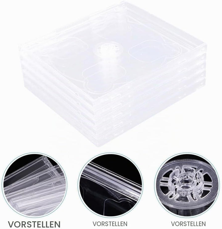 GALPADA 5Er Set Doppel-Cd-Hüllen Transparent Cd-Box Leere DVD-Hüllen Tragbare Aufbewahrung Für Siche