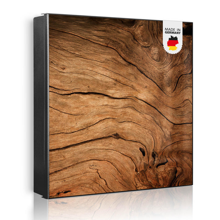 banjado® Grosser Schlüsselkasten Glas/Schlüsselbox 30cm x 30cm mit 50 Haken - Motiv Trockenes Holz/S
