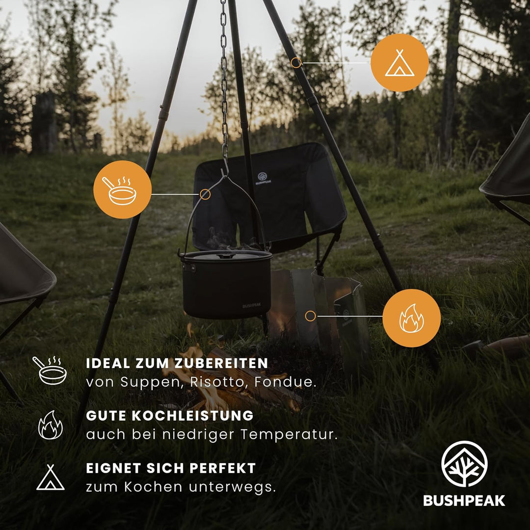 Camping Kochtopf Alu Outdoor Master 4 Liter - Suppentopf mit Deckel tragbar mit stabilem Edelstahlgr