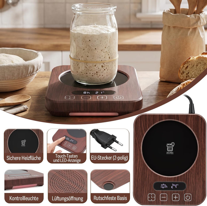 Sauerteig Starter mit EU-Stecker,Gärbox Heizplatte mit Temperaturregelung,Konstanttemperatur Warmhal