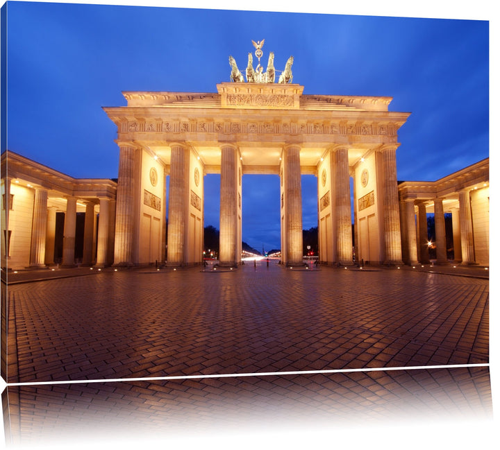 Hell erleuchtetes Brandenburger Tor Format: 100x70 auf Leinwand, XXL riesige Bilder fertig gerahmt m
