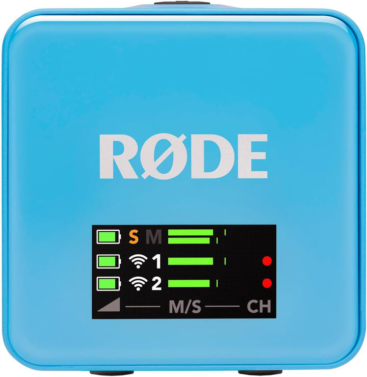 Rode Wireless GO Gen 3 Drahtloses 2-Kanal Mikrofon-Funksystem Blau mit Interview GO Handadapter und