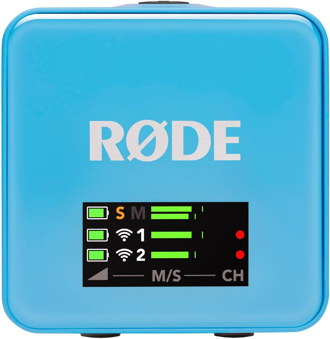 Rode Wireless GO Gen 3 Drahtloses 2-Kanal Mikrofon-Funksystem Blau mit 2X Interview GO Handadapter u