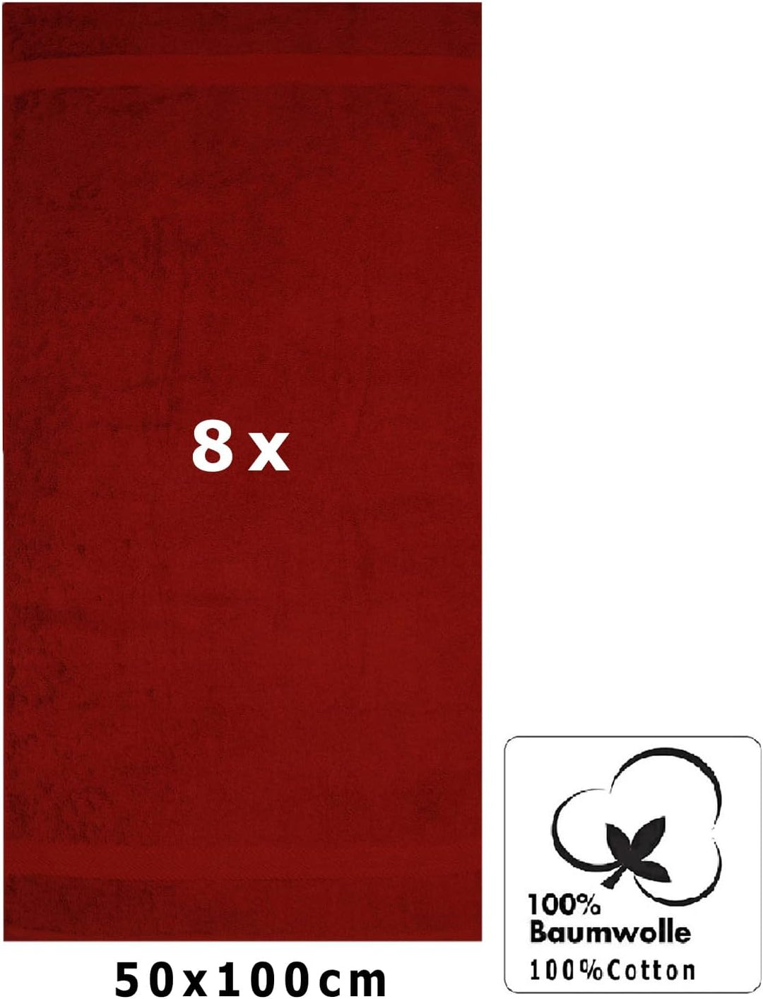 Betz 8 Stück Handtücher Set Grösse 50 x 100 cm Handtuch Premium 100% Baumwolle (rubinrot), Rubinrot