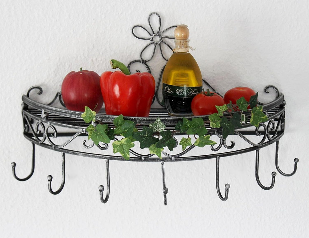 DanDiBo Wandregal 09919 Wandkonsole 50 cm Küchenregal aus Metall Topfhänger Kräuterregal