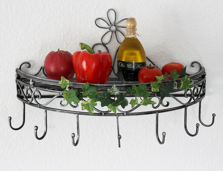DanDiBo Wandregal 09919 Wandkonsole 50 cm Küchenregal aus Metall Topfhänger Kräuterregal