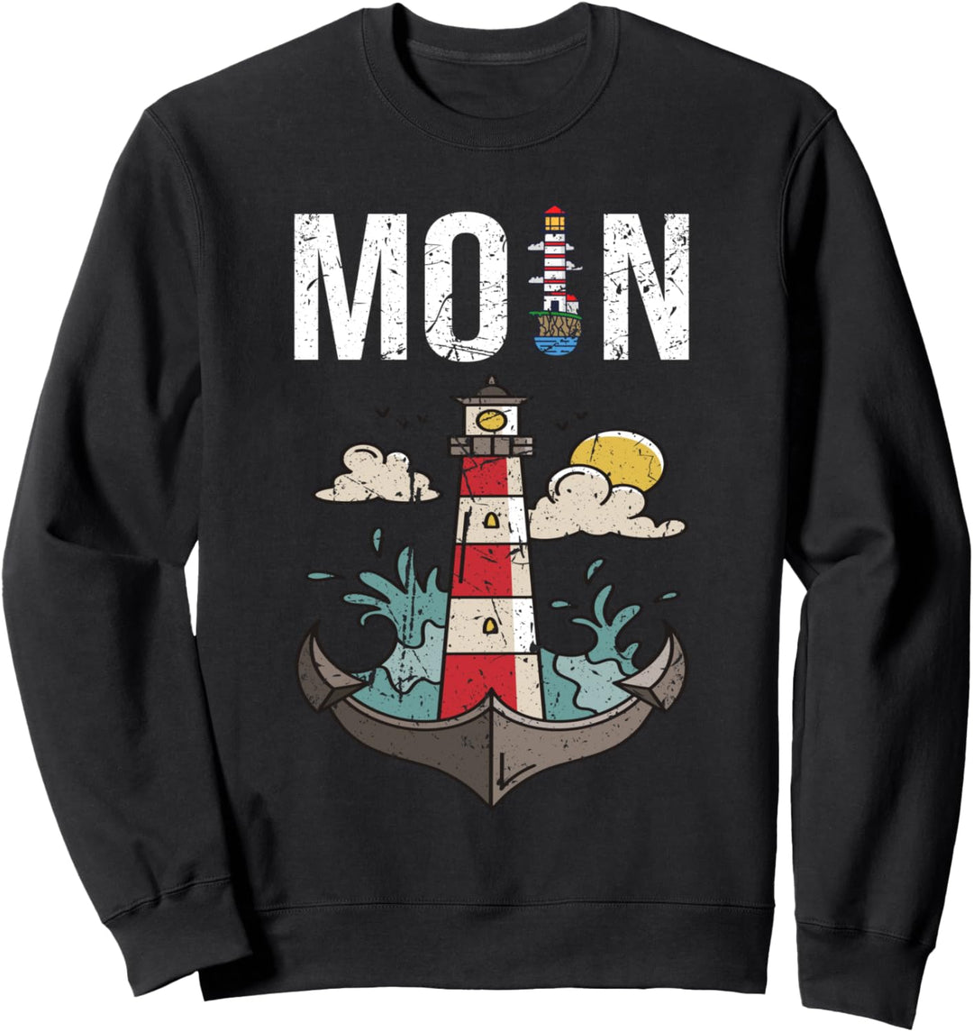 Moin - Digga Spruch Meer See Norddeutsch Leuchtturm vintage Sweatshirt