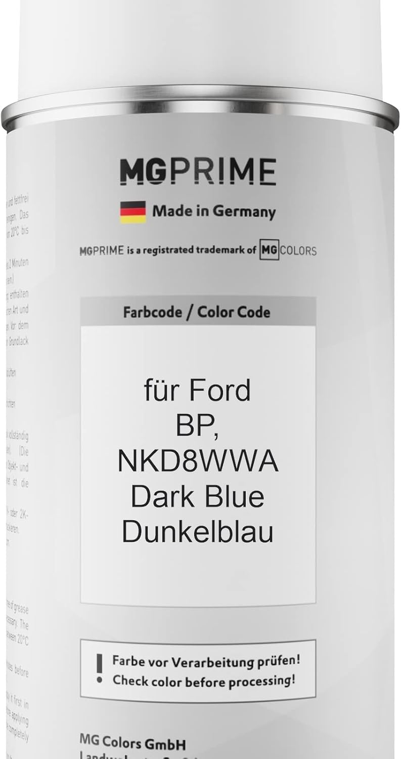 MG PRIME Autolack Sprühdosen Set für Ford BP / NKD8WWA Dark Blue/Dunkelblau Basislack Klarlack Spray