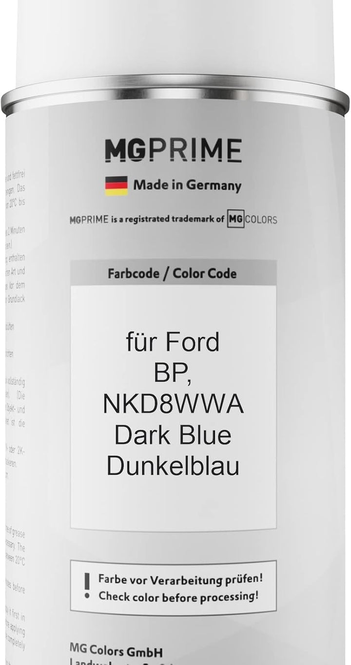 MG PRIME Autolack Sprühdosen Set für Ford BP / NKD8WWA Dark Blue/Dunkelblau Basislack Klarlack Spray