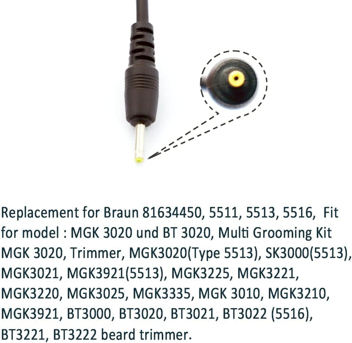 ENJOY-UNIQUE 2.3V Ladegerät Netzteiladapter kabel kompatibel mit Braun Barttrimmer Rasierer MGK3020