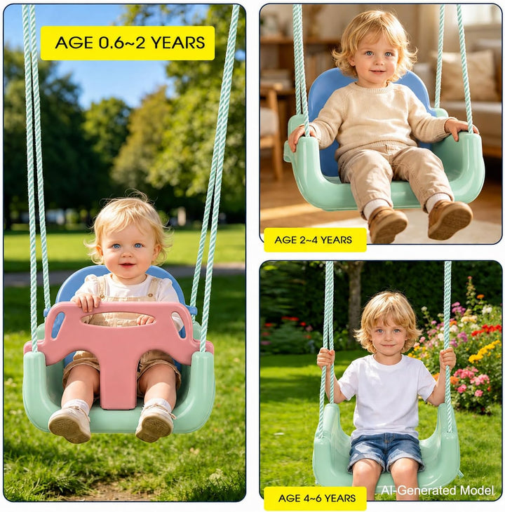 KINSPORY Kinderschaukel Babyschaukel 3 in 1 Babysitz verstellbar Mitwachsend Schaukelsitz Gartenscha