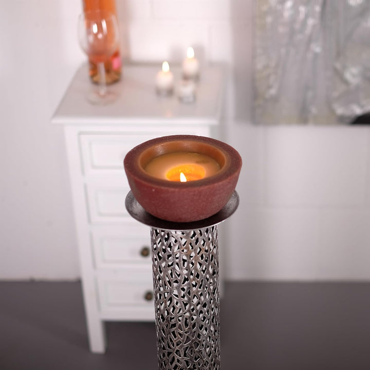 IMPOSANTER Design KERZENLEUCHTER Eternal Bodenleuchter Metall 80 cm antik-Silber
