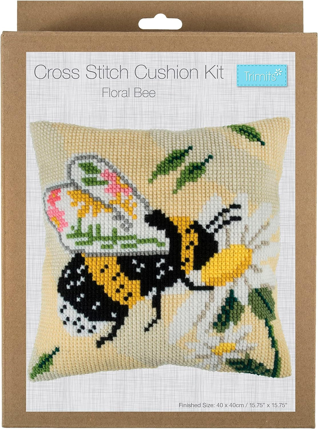 Trimits GCS58 Kreuzstich-Kissen-Set, Floral Bee, 40 x 40cm (16 x 16in), Floral Bee