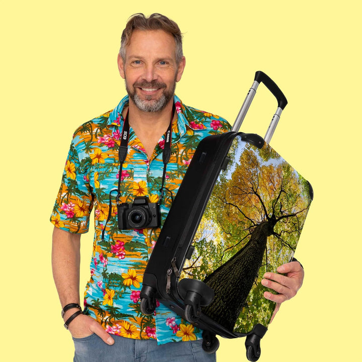NoBoringSuitcases.com® Koffer gross Trolley Rollkoffer Reisekoffer mit 4 Rollen Fotokoffer - Bäume -