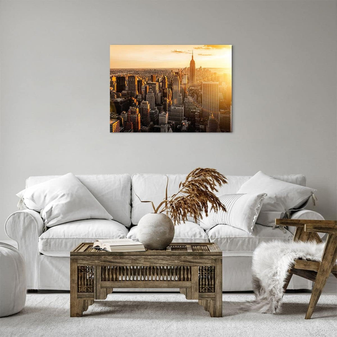 Bilder auf Leinwand New York Wolkenkratzer Manhattan Leinwandbild 70x50cm Wandbilder Dekoration Wohn