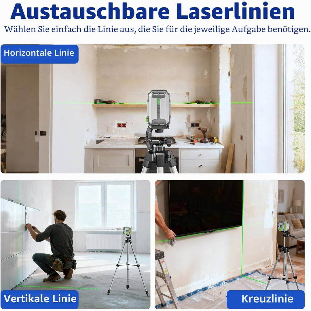 Huepar Pro Nivellierger mit 140 cm Stativ, selbstnivellierend, wiederaufladbar Pulsmode, umschaltbar