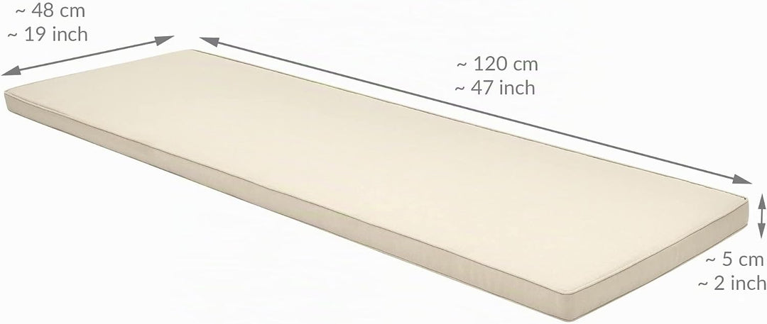Beautissu Bankauflage Natur 120x48x5 cm Base BK - Waschbare Bankkissen Sitzauflage - Bequeme Sitzkis
