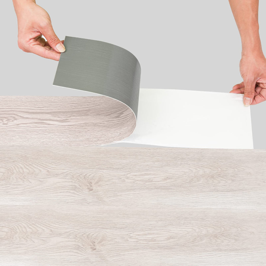 Gimisgu Bodenbelag Selbstklebend 4,88 m² Vinylboden Selbstklebend Rutschfeste Weiss Oak Vinyl Lamina