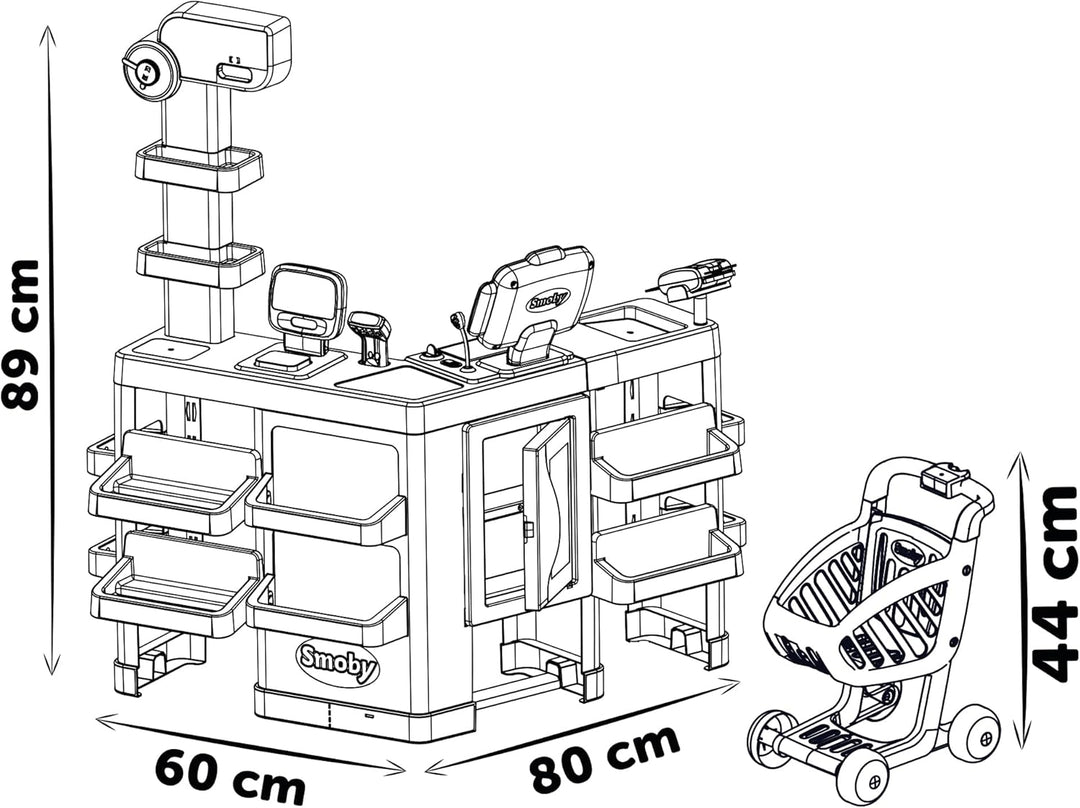 Smoby – Supermarkt Maxi mit Einkaufswagen – moderner Kaufladen für Kinder – Regale, Gemüse, Obst – K