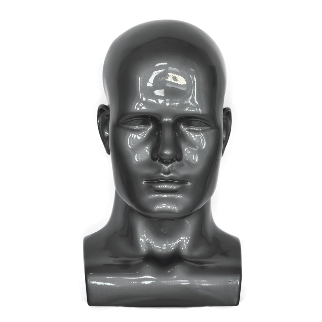 Schaufensterpuppenkopf, männlich, glänzend, für Kopfhörer, Hüte, Perücken, Schmuck, Schwarz (L90SG-P