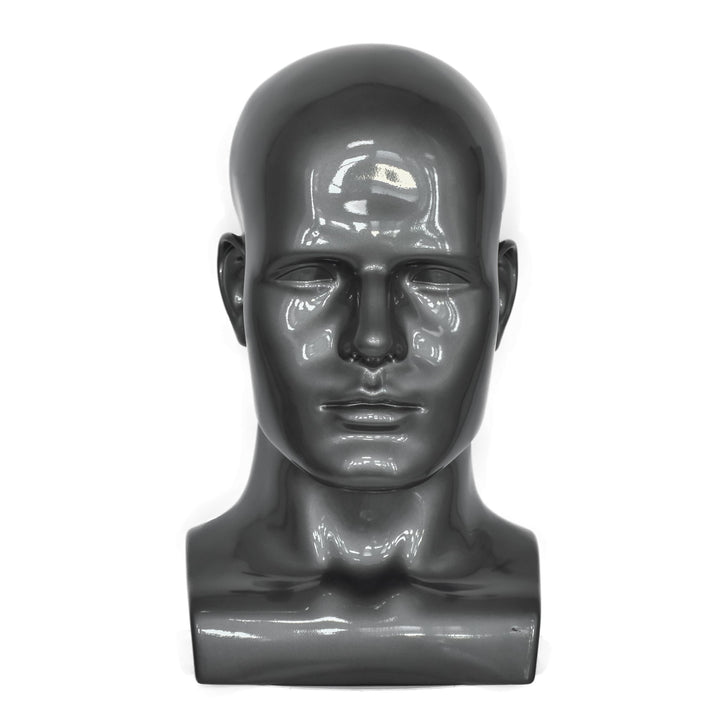 Schaufensterpuppenkopf, männlich, glänzend, für Kopfhörer, Hüte, Perücken, Schmuck, Schwarz (L90SG-P