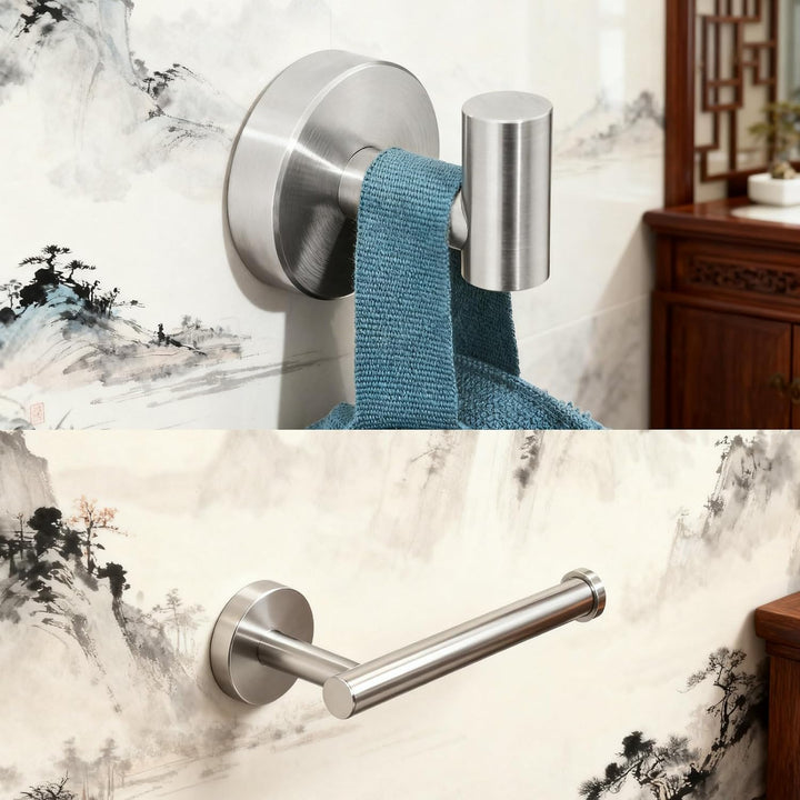 Leekayer Zeichnung Nickel Klopapierhalter,Handtücher Haken 2 Stück Badezimmer,Bad Accessoires,Wandmo