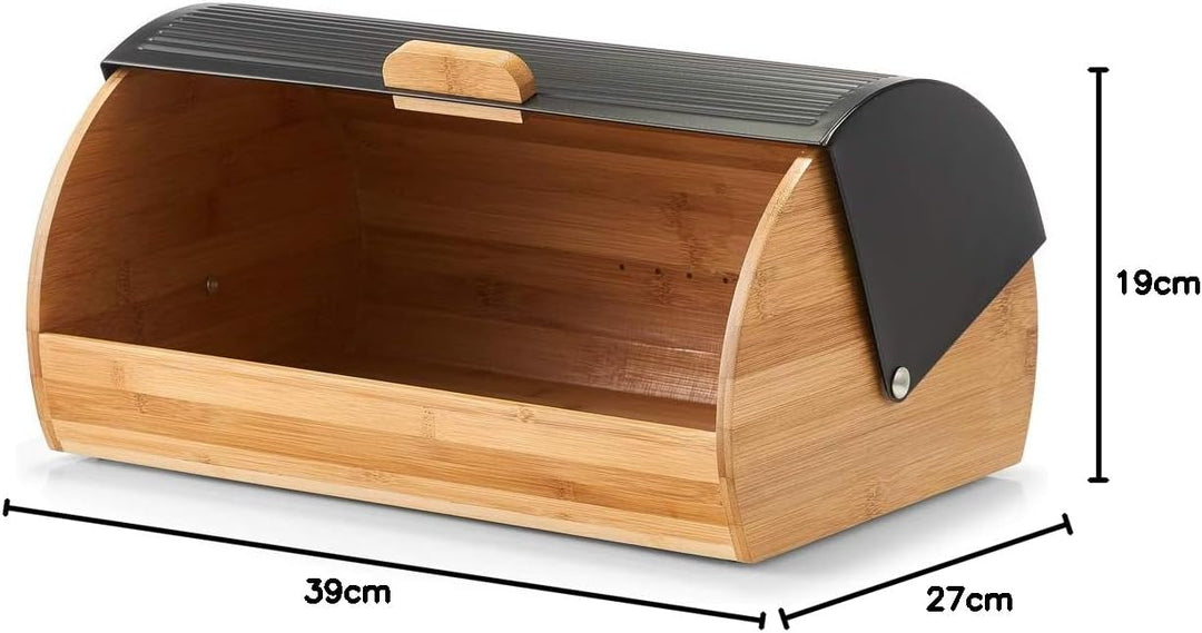 Zeller 25365 Brotkasten, Bamboo/Metall, schwarz, ca. 39 x 27 x 19 cm, Brotaufbewahrung, Trendige Sch